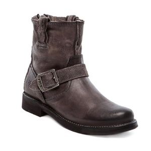 FRYE Boots VICKY ARTISAN Moto Combat Back Zip Gray Charcoal Size 7.5